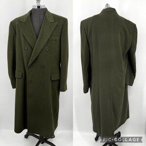 Burberry‎ 100% Cashmere Long Coat Olive Green Size 44L